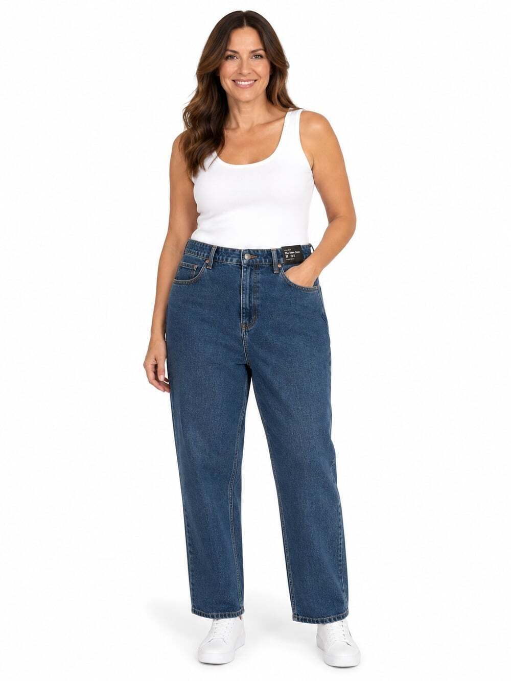 Abercrombie & Fitch Curve Love High Rise The Mom Jeans Womens 36/22 Blue NWT T1